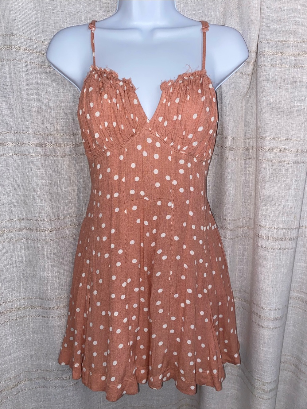Mustard Seed Polka Dot Sweetheart Smocked Romper Dress S